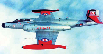 The size and best location for the tip tanks on the long-range Canadian CF-100 interceptor, introduced in 1952, was determined from wind-tunnel testing. This configuration was echoed in the location of lead bulbs on high-aspect-ratio sailboat fins. The winglets on the trailing tips further reduce the vortices streaming off the tanks, and these, too, were copied on sailboats.