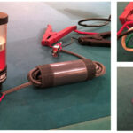 John made this model of his two-wires-into-three trick for demonstration purposes — he happened to have the Guest combination light lying around. The PVC tube represents the mast with the wires running through it, above left. One wire leads from the switch to the diodes, the other to the common return in the fixture. For this demo, John used colored wires for clarity, not to meet any code. The power supply is connected to the center tabs on the DPDT switch, upper right. The end tabs are cross connected so the polarity is opposite in the two “on” positions. Again, the wire colors are for clarity. The gray ends of the diodes point in opposite directions. The polarity of the wire at the common connection determines through which circuit electricity will flow. (The diodes could be arranged to fit inside some light fixtures.)