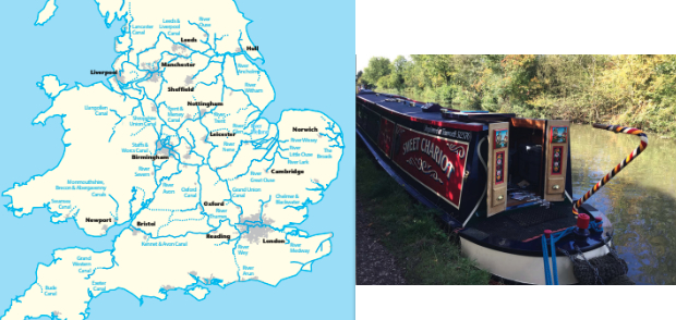 The canals of Great Britain owe their existence today to the efforts of enthusiasts in the 1950s and ’60s, at left. Owners continue to decorate their craft with the Roses & Castles theme established on working boats of the 19th century, below.