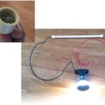 A cap at each end holds a spring taken from a wire nut of the type used in household wiring, at left. Tom now has portable power for testing 12-volt circuits.