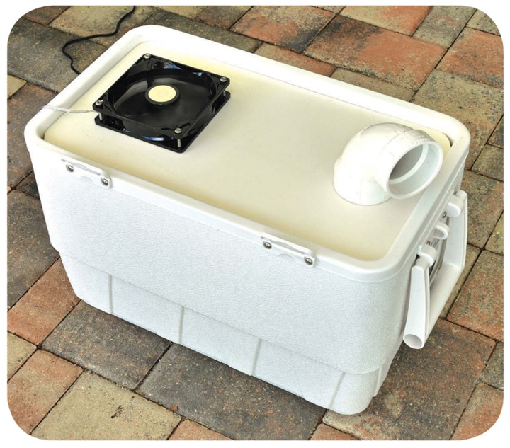 It’s not exactly a box full of cold air, but Clarence’s cabin cooler behaves very much like one.