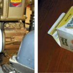 oil filter and orange juice container