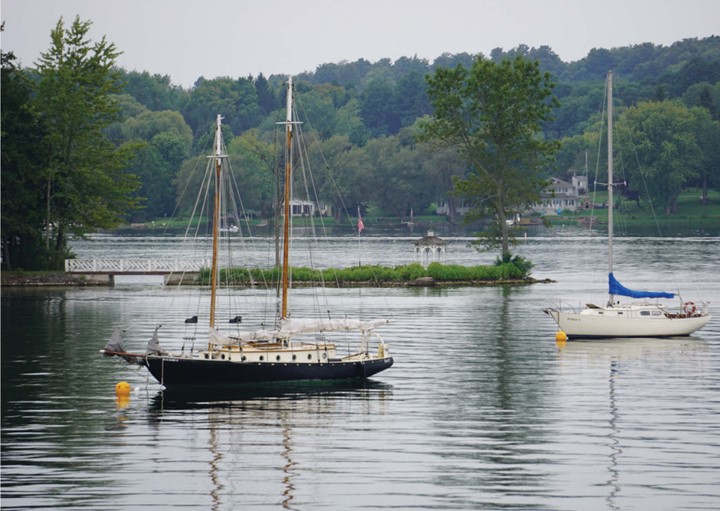 Titania and Sara B spend most of their time at moorings because their owners enjoy the privacy and quiet and the cost is about one-third the price of summer dockage.