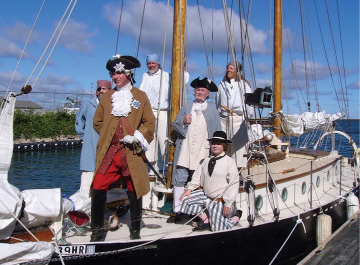 Sara B once stood in for a tall ship that was unavailable for a reenactment. They were asked to land Bonnie Prince Charlie and his Jacobites on the shores of Lake Ontario. Fun? Yes. Unfortunately, they were not compensated for their assistance.