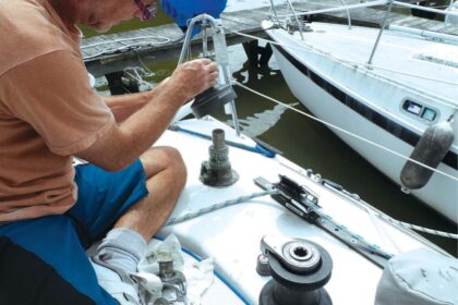 When a winch began to work loose while loaded up with a genoa sheet, Drew had to reinstall it, and learned something about backing plates in the process.