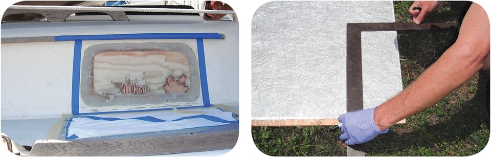 working on boat hull