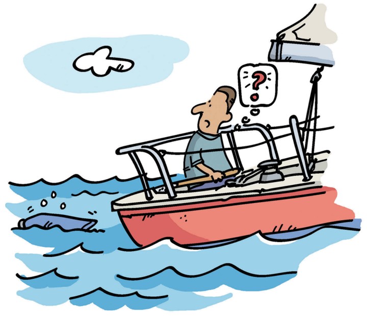 illustration of man on a boat