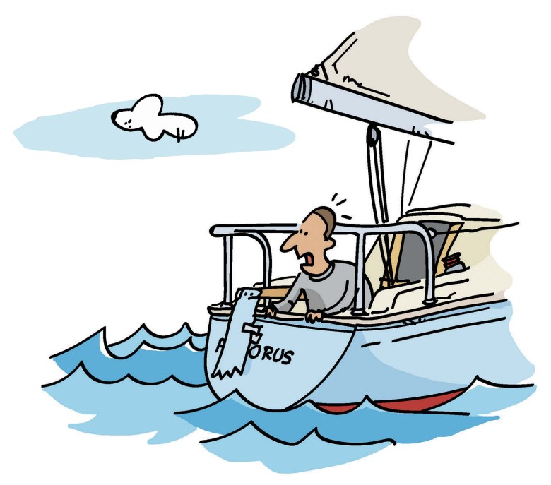 illustration of man on a boat