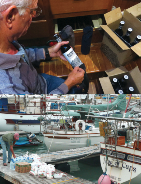David found a vacant space in the aft cabin that proved ideal for storing consumable ballast, at right. A long job lies ahead at the Puerto Lucia Yacht Club in La Libertad, Ecuador, bottom right.