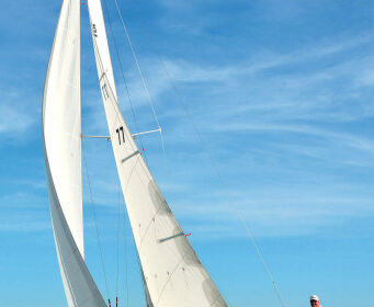 Joy earned her sea time on luxury yachts, used it to qualify for her captain’s license, and charters Hado on Long Island Sound.