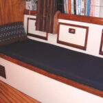 Eurisko’s new navy cushions brought a fresh look to the saloon settee and dinette and made life aboard more comfortable.