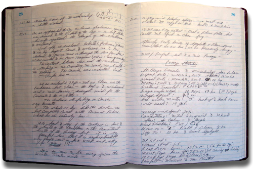 The summary written at the end of every passage is extremely useful, even years later, for planning future passages.