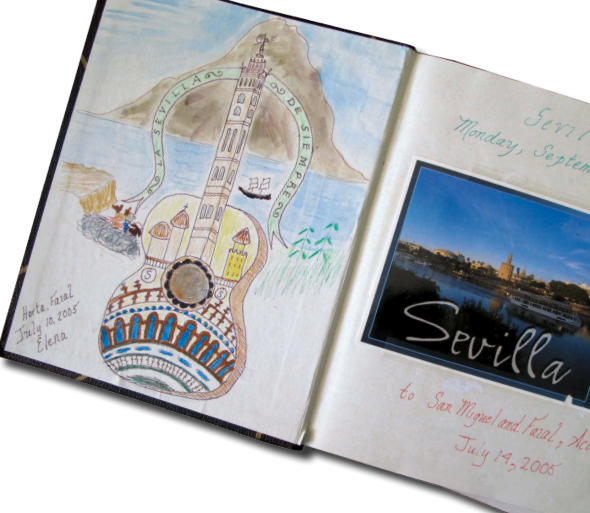 Each volume’s cover page is a work of art depicting the destinations covered in that particular book.