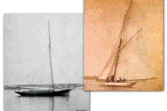Whistle Wing, above, a 19th-century British cutter type is a far cry in design from White Wings, her American sloop contemporary, at left.