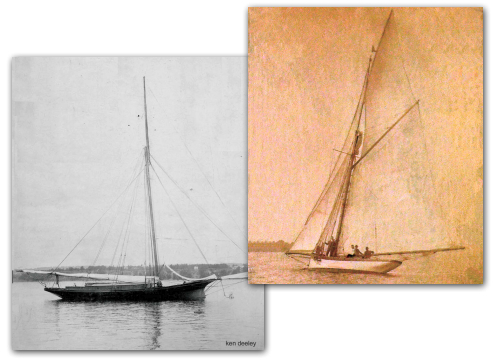 Whistle Wing, above, a 19th-century British cutter type is a far cry in design from White Wings, her American sloop contemporary, at left.