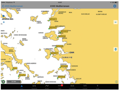 When planning a route, Menachem labels his waypoints so they number backward, above. His final destination is WPT0001 — he has one more day of sailing to get there.