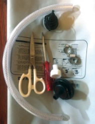 All that’s needed to install the fitting in the bladder tank is a screwdriver and scissors. Instructions are printed on the tank.