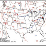 A surface weather analysis map shows data observations.