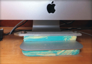 Image of a computer monitor on a foam pad