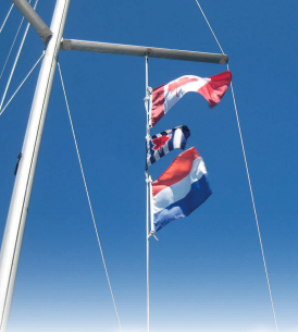 Flags flying from boat