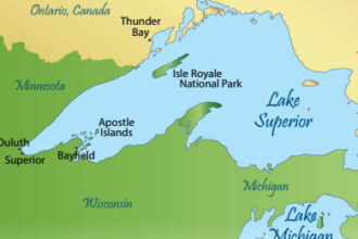 Part of a map of the Great Lakes