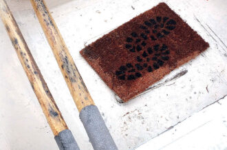 Picture or a doormat on a boat