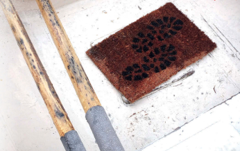 Picture or a doormat on a boat
