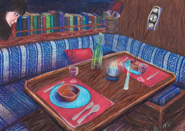 Painting of boat interior