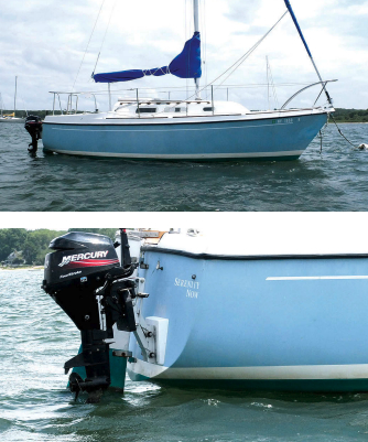 The “other” boat, Serenity Now, a Paceship 26 like Cliff’s Pelorus, does not appear heavily laden, at top. She floats high in the water, which is particularly noticeable at the transom.