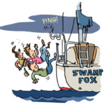 Illustration of falling off a boat