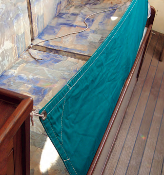 Petrea’s leecloths are full length and easy to set up and take down, above.