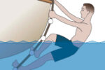 A rope ladder is not rigid, making it difficult to use on a sailboat’s curved hull as it tends to swing under the hull. This type of ladder also has no hull standoffs, so a climber’s fingers and toes become pinched between the rungs of the ladder and the hull.