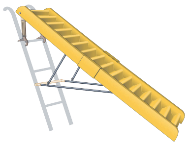 A pet-friendly ladder attaches to an existing boarding ladder.