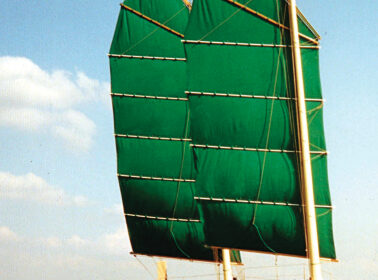 Annie Hill and Trevor Robertson sail Badger off Falmouth, England, at the beginning of a cruise that lasted many years and covered many miles and instilled in Annie the love for the junk rig that she harbors to this day.
