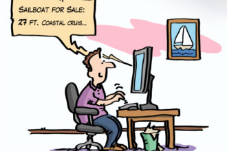 Illustration of putting the boat for sale online