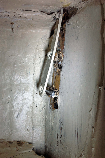 The offending chainplate (inside a locker) was not going to hang on much longer, upper left, and a repair was urgently needed.