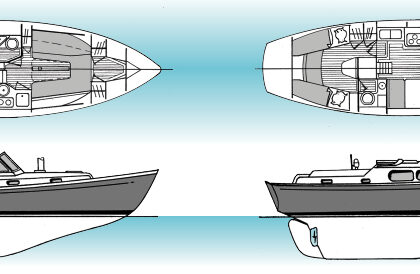 Diagram of two differing Chris-Craft 35s