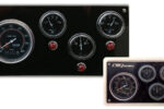 Time had taken its toll on the original engine instrument panel on John’s 1979-vintage boat, inset above, so he made a new one with telltale lights as an extra feature, main photo.