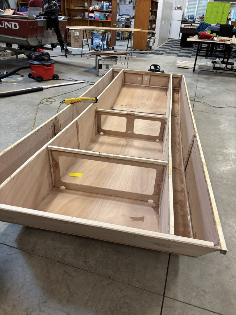 Ready for mast step and centerboard case.