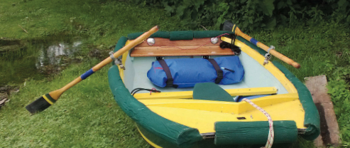Once the dinghy was more comfortable to row, Henry dressed it in a cushioned collar.