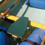 Henry glued Sunbrella over closed-cell foam to make a cushion for his dinghy’s seat.