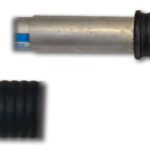 David took a standard West Marine boathook and extended it with a 6-inch length of aluminum tubing, above. (The fasteners are under the rubber grip.) He epoxied a Forespar Lexan snap-on mast hook into the end of the tubing.