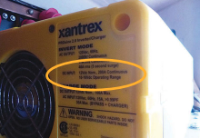 The power rating label indicates that this inverter draws up to 200 amps DC.