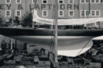 The 1939 John Alden-designed CCA racer, White Wings, top of page, shows the “classic” lines dating from Britannia of the 1890s. The pronounced “drag” to the keel on the 6-Metre Merenneito, seen here hauled at City Island, New York, in 1928, above left, is a result of the use of girth measurements in the International Rule.