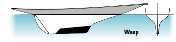 On Wasp, built in 1892, the keel is quite distinct from the hull profile, and this became a mark of Herreshoff’s designs from then onward.