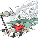 Illustration of a struggling boat on a river