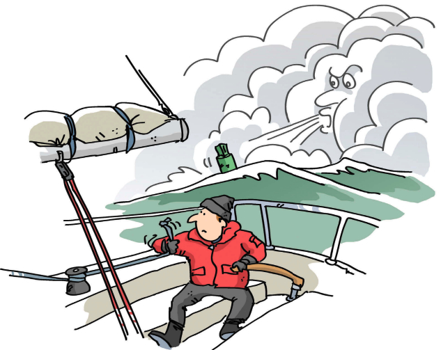 Illustration of a struggling boat on a river