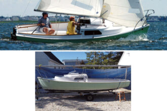 Nathan was first attracted to the O’Day Mariner as a teenager. Later in life he acquired one to sail, at top, and restore, above.