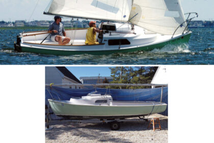 Nathan was first attracted to the O’Day Mariner as a teenager. Later in life he acquired one to sail, at top, and restore, above.
