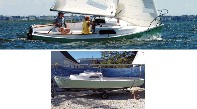 Nathan was first attracted to the O’Day Mariner as a teenager. Later in life he acquired one to sail, at top, and restore, above.
